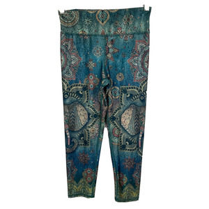 Evolution and Creation Pants‎ Womens Sz S Blue Mandela Elephant Capri Leggings